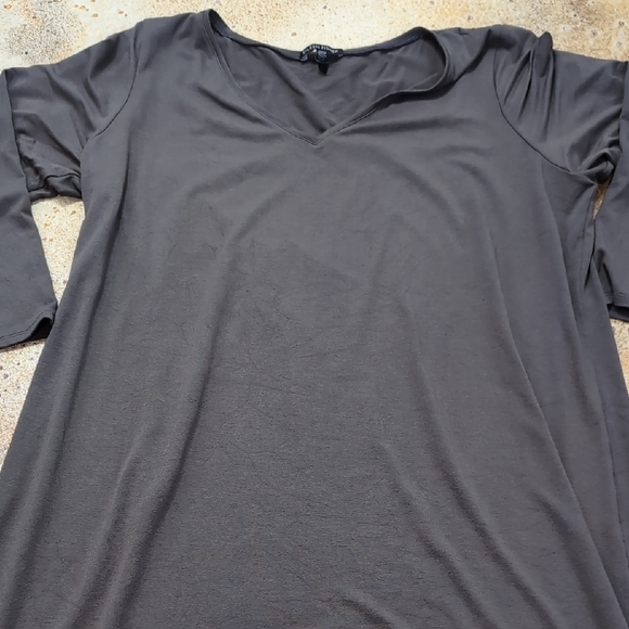 Eileen Fisher | Gray Stretchy Mini Dress with V Neck and 3/4 Sleeves Size XL 1X - Picture 4 of 8